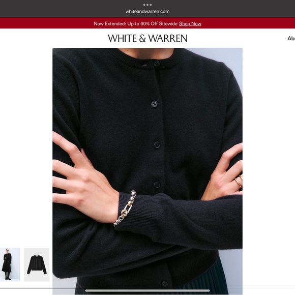 White + Warren Black Cardigan 100% Cashmere Sweater - Picture 2 of 13